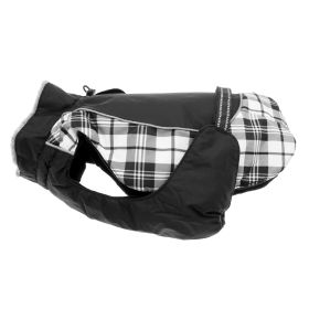 Alpine All-Weather Dog Coat (Color: Black and White Plaid, size: 2X-Large)