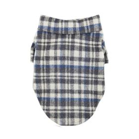 Flannel Dog Shirt (Color: Gray and Blue Plaid, size: X-Large)