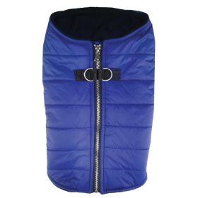 Zip-up Dog Puffer Vest (Color: navy blue, size: medium)